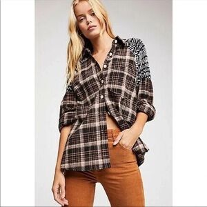 Free People Fireside Nights Button Down Shirt
